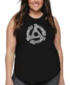 La Pop Art Plus Size Record Adapter Word Art Tank Top In Black