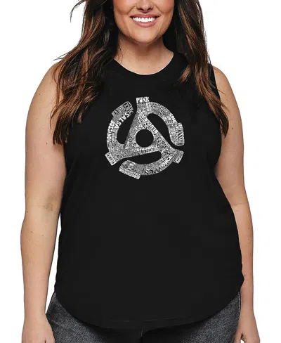 La Pop Art Plus Size Record Adapter Word Art Tank Top In Black