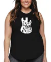La Pop Art Plus Size Rock And Roll Guitar Word Art Tank Top In Black