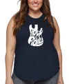 La Pop Art Plus Size Rock And Roll Guitar Word Art Tank Top In Blue