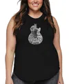 La Pop Art Plus Size Rock Guitar Head Word Art Tank Top In Black