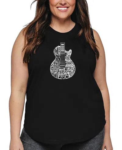 La Pop Art Plus Size Rock Guitar Head Word Art Tank Top In Black