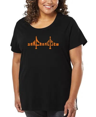 La Pop Art Plus Size San Francisco Bridge Word Art T-shirt In Black