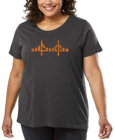 La Pop Art Plus Size San Francisco Bridge Word Art T-shirt In Gray
