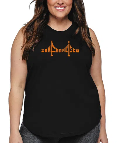 La Pop Art Plus Size San Francisco Bridge Word Art Tank Top In Black