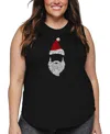 La Pop Art Plus Size Santa Claus Word Art Tank Top In Black