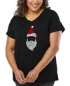 La Pop Art Plus Size Have Yourself A Merry Little Christmas Word Art V-neck T-shirt In Black