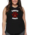 La Pop Art Plus Size Santa Paws Word Art Tank Top In Blue