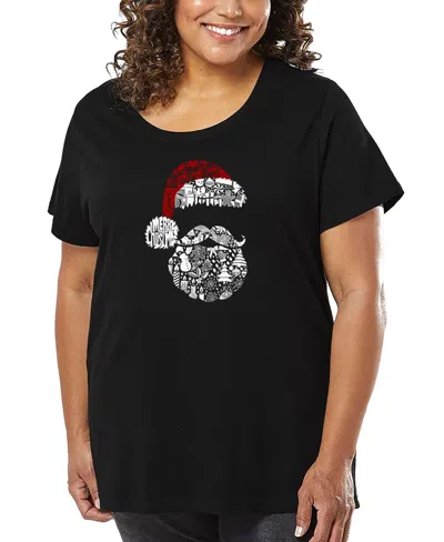 La Pop Art Plus Size Santa Pics Word Art T-shirt In Black