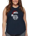 La Pop Art Plus Size Santa Pics Word Art Tank Top In Blue