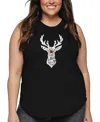 La Pop Art Plus Size Santa Reindeer Word Art Tank Top In Black