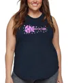 La Pop Art Plus Size Crazy Little Thing Called Love Word Art Tank Top In Blue