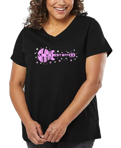 LA POP ART PLUS SIZE SHAKE IT OFF WORD ART V-NECK T-SHIRT