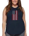 La Pop Art Plus Size Skull Flag Art Tank Top In Blue