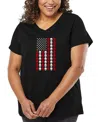 La Pop Art Plus Size Skull Flag Word Art V-neck T-shirt In Black