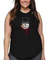 La Pop Art Plus Size Snowman Face Word Art Tank Top In Black