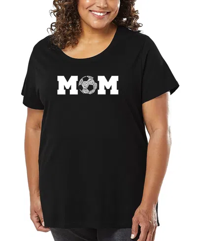 La Pop Art Plus Size Soccer Mom Word Art T-shirt In Black