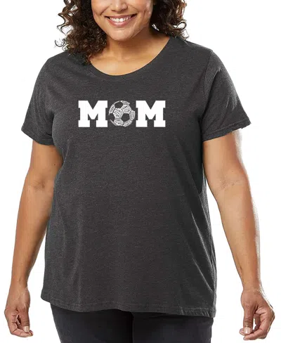 La Pop Art Plus Size Soccer Mom Word Art T-shirt In Gray