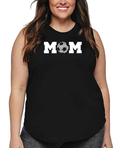 La Pop Art Plus Size Soccer Mom Word Art Tank Top In Black