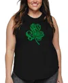 La Pop Art Plus Size St. Patrick's Day Shamrock Word Art Tank Top In Black