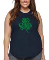 La Pop Art Plus Size St. Patrick's Day Shamrock Word Art Tank Top In Blue