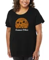 La Pop Art Plus Size Summer Vibes Word Art T-shirt In Black