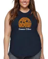La Pop Art Plus Size Summer Vibes Word Art Tank Top In Blue