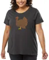 La Pop Art Plus Size Thanksgiving Word Art T-shirt In Gray