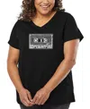 La Pop Art Plus Size The 80's Word Art V-neck T-shirt In Black