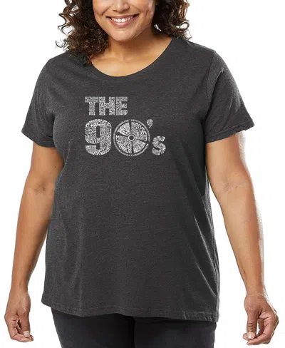 La Pop Art Plus Size The 90's Word Art T-shirt In Gray
