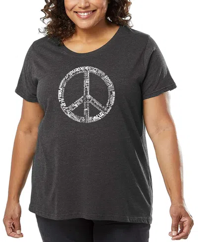 LA POP ART PLUS SIZE THE WORD PEACE IN 77 LANGUAGES WORD ART T-SHIRT