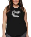 La Pop Art Plus Size Trex Word Art Tank Top In Black