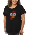 La Pop Art Plus Size Turkey Face Word Art T-shirt In Black