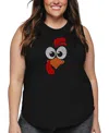 La Pop Art Plus Size Turkey Face Word Art Tank Top In Black