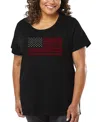 La Pop Art Plus Size Usa Flag Word Art T-shirt In Black