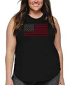 La Pop Art Plus Size Usa Flag Word Art Tank Top In Black