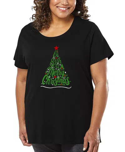 LA POP ART PLUS SIZE WE WISH YOU A MERRY CHRISTMAS WORD ART T-SHIRT