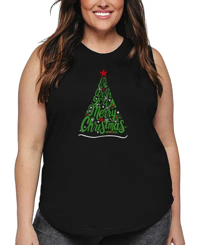 LA POP ART PLUS SIZE WE WISH YOU A MERRY CHRISTMAS WORD ART TANK TOP