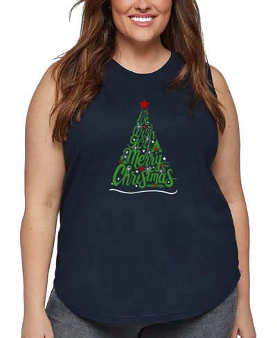LA POP ART PLUS SIZE WE WISH YOU A MERRY CHRISTMAS WORD ART TANK TOP