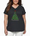 La Pop Art Plus Size We Wish You A Merry Christmas Word Art V-neck T-shirt In Black