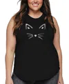 La Pop Art Plus Size Whiskers Word Art Tank Top In Black