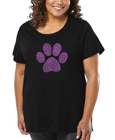 La Pop Art Plus Size Xoxo Dog Paw Word Art T-shirt In Black
