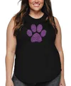 La Pop Art Plus Size Xoxo Dog Paw Word Art Tank Top In Black