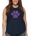 La Pop Art Plus Size Xoxo Dog Paw Word Art Tank Top In Blue