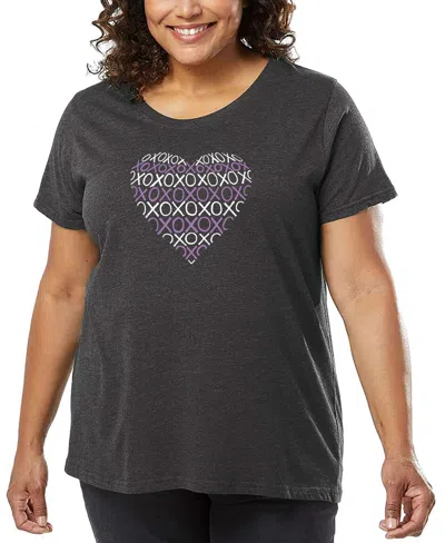 LA POP ART PLUS SIZE XOXO HEART WORD ART T-SHIRT