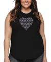 La Pop Art Plus Size Xoxo Heart Word Art Tank Top In Black