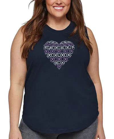 LA POP ART PLUS SIZE XOXO HEART WORD ART TANK TOP