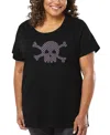 La Pop Art Plus Size Xoxo Skull Word Art T-shirt In Black