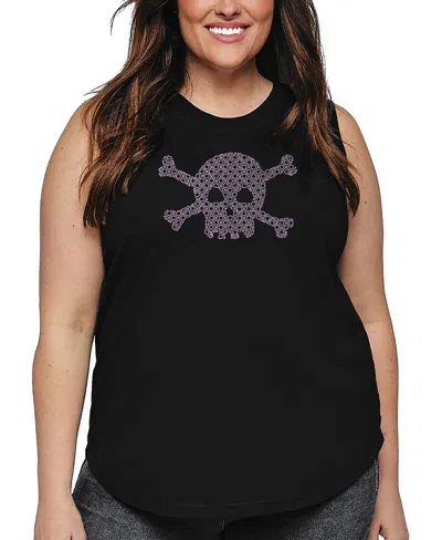 La Pop Art Plus Size Xoxo Skull Word Art Tank Top In Black