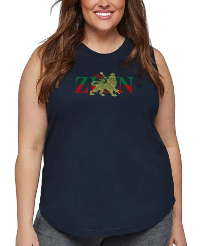 LA POP ART PLUS SIZE ZION ONE LOVE WORD ART TANK TOP